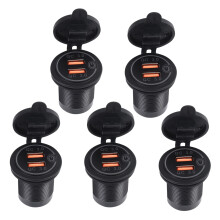 5X Quick Charge 3.0 Dual USB Car Charger 12V 36W USB Fast Charger with for Boat Motorcycle Truck Cart Green