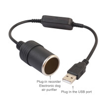 2X USB 5V to 12V Car Cigarette Lighter Socket Power Female Converter Adapter Cable