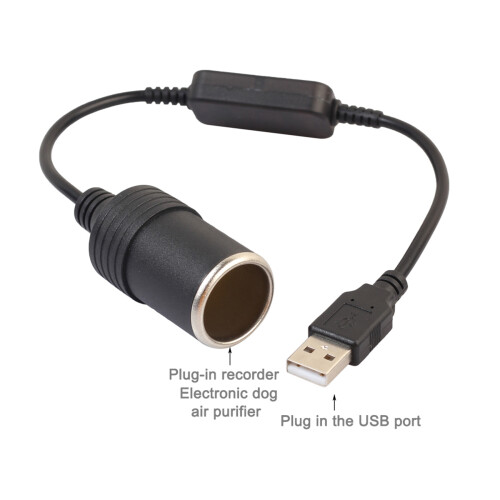 2X USB 5V to 12V Car Cigarette Lighter Socket Power Female Converter Adapter Cable