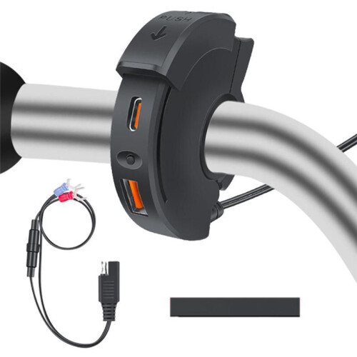 PD+QC Car Charger Motorcycle Handlebar Quick Charging Socket Waterproof Power Adapter for Motorcycle GPS Navigation 2