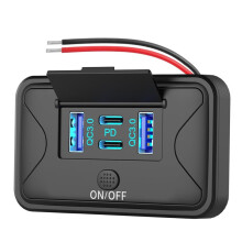 78W 4 Port 12V USB Outlet Wall Mount, Dual 36W PD & Dual 18W QC3.0 Mount Charger Socket Panel with Button
