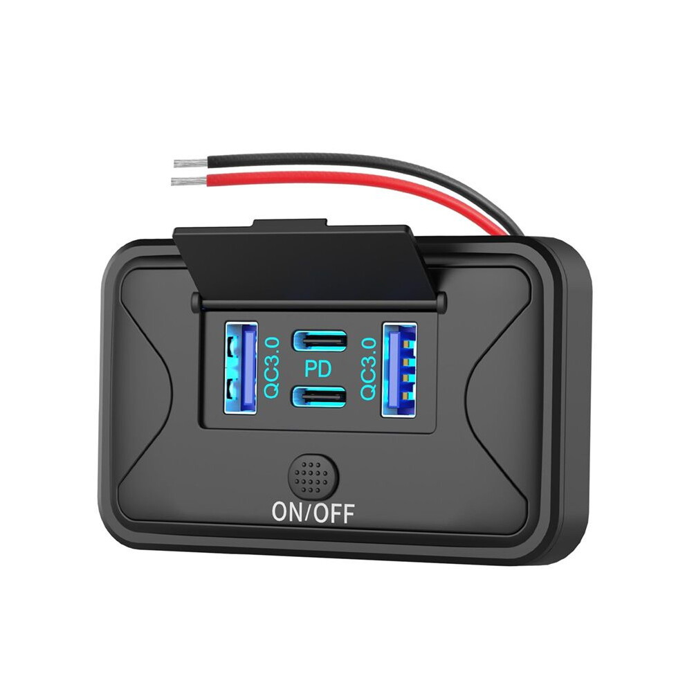 78W 4 Port 12V Usb Outlet Wall Mount, Dual 36W Pd & Dual 18W Qc3.0 Mount Charger Socket Panel With Button 6032079699346