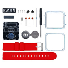 DIY Electronic Watch Kit LED Digital Tube Display DIY Soldering Project Transparent Case 3V DIY Electronic Kit Red