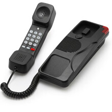 Teléfono con Cable Trimline con Botón de Emergencia SOS, Volumen de Timbre Ajustable y Montaje en Pared, Color Negro.