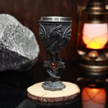 (gray) Stainless Steel Dragon Wine Glass Creative High Stem Goblet for Whiskey and Wine 200ml