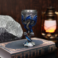 (blue) Stainless Steel Dragon Wine Glass Creative High Stem Goblet for Whiskey and Wine 200ml