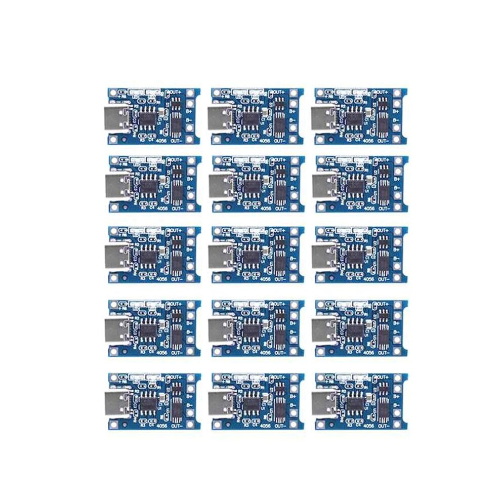 15Pcs Type-C 18650 Lithium Battery Charger Module 5V 1A Charging Board With Dual Protection Functions For Diy Projects 6033626686345