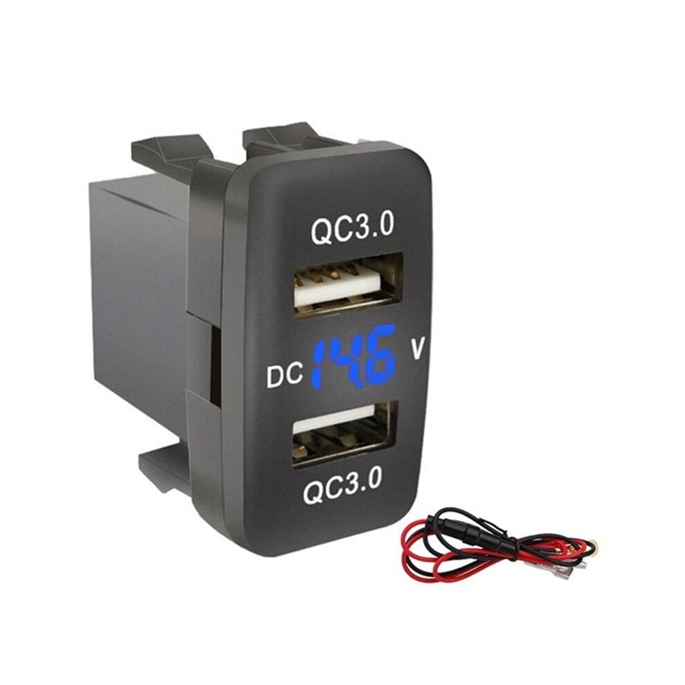 Car Dual Usb3.0 Fast Charge With Display Voltmeter And Voltage Car Charger For Black 6032562103039