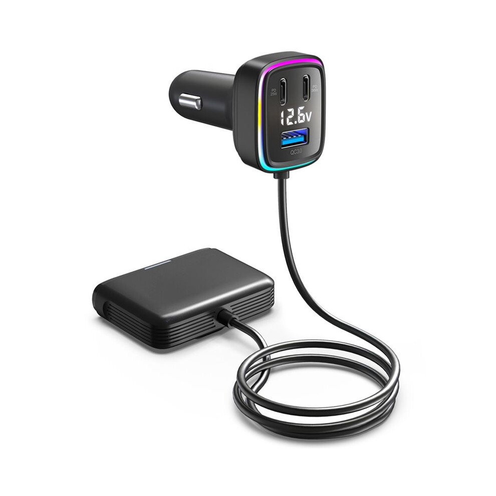 Car Charger Adapter Multiport Charger 6-Port Car Phone Adapter Voltage Display Pd+Qc3.0 Usb+Type C 4712507342427