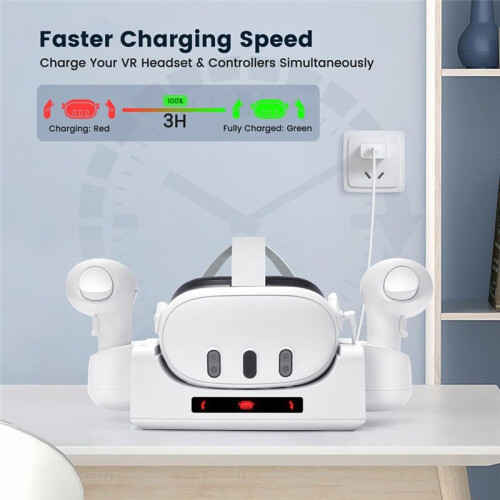 For /Meta Quest 3 Charging Dock,Headset Holder (with 2 Batteries), Wall Mount (Not Compatible with Quest 3S) 1