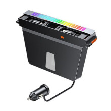 USB Hub for Model Y Juniper Model 3 Highland 2025, RGB Light Docking Station Multi Retractable Cable Charger
