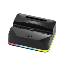 For 2 Charging Dock with RGB Lights Portable Game Console Stand Fast Charging Station with Cooling Fan