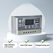 PWM Solar Charge Controller Wifi 60A 12V 24V Auto Dual USB Load Discharger Solar Panel Regulator LCD Display