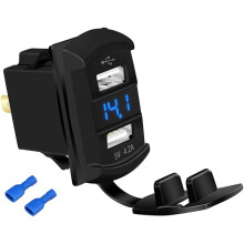 Marine USB Rocker 12V Dual Charger 4.2A Waterproof Outlet Socket Digital Voltmeter