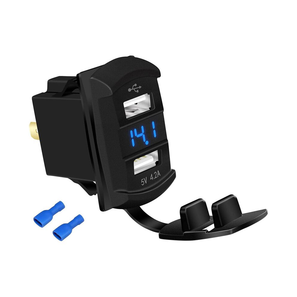 Marine Usb Rocker 12V Dual Charger 4.2A Waterproof Outlet Socket Digital Voltmeter 6031176134996