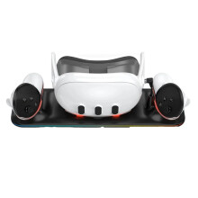 For Meta Quest3 Headset Charger Base with Colorful VR Controller Charger Stand Gaming Accessories Black