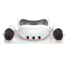 For Meta Quest3 Headset Charger Base with Colorful VR Controller Charger Stand Gaming Accessories White