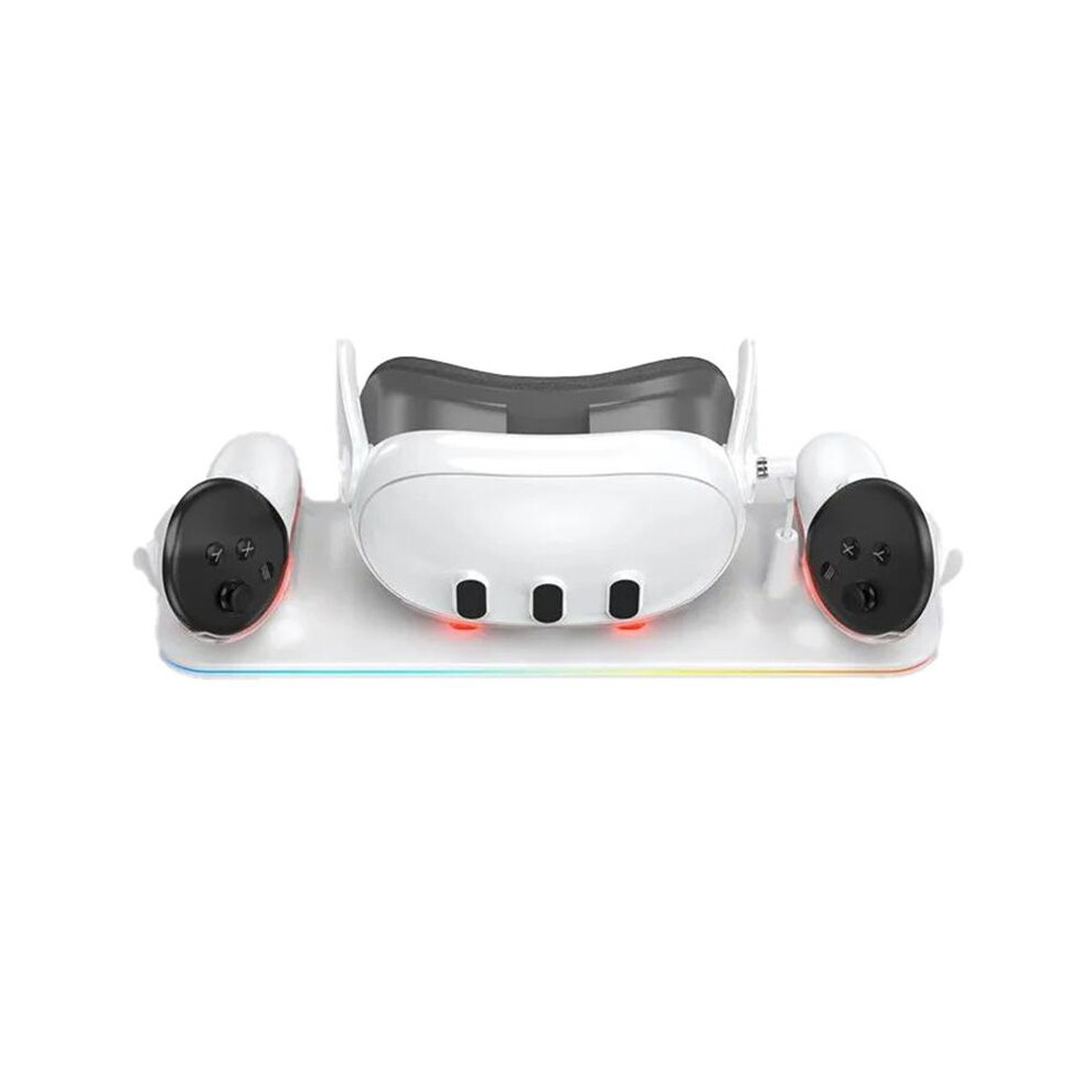 For Meta Quest3 Headset Charger Base With Colorful Vr Controller Charger Stand Gaming Accessories White 4714245132636