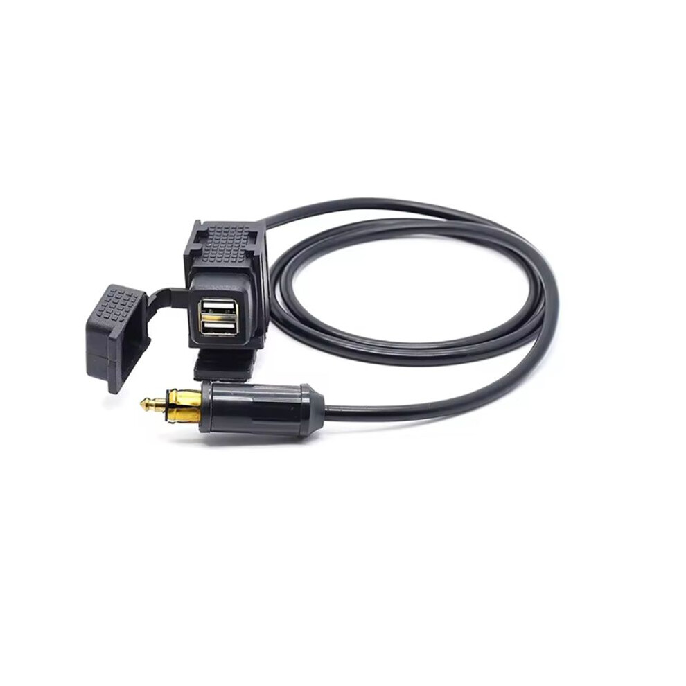 Motorcycle Dual Usb Charger Socket Power Adapter With 150Cm Cable For Phone Gps Satnav Eu Plug Black 6032294727787