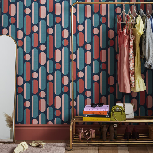 ENVY Envy Morse Wallpaper | Coral and Navy