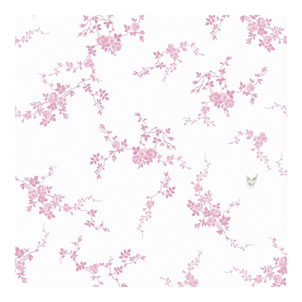 Shabby Chic By Rachel Ashwell Butterflies Pink Floral Wallpaper 5011583624816