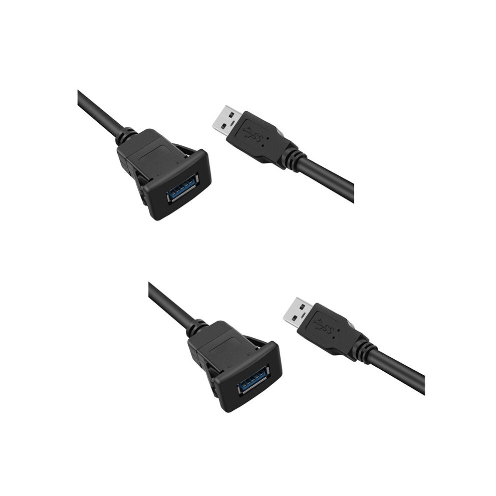 2 Pcs 1M Socket Cable Usb 3.0 Auto Car Flush Mount Male To Female Extension Cord Dashboard Panel Square Audio 6032218152886