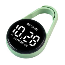 Pocket Sized LED Digital Pocket Clock Keychain Clip For-Green