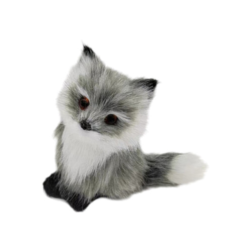 Handcrafted Realistic Cuddly Foxes Shaped Ornament-Gray No. 1