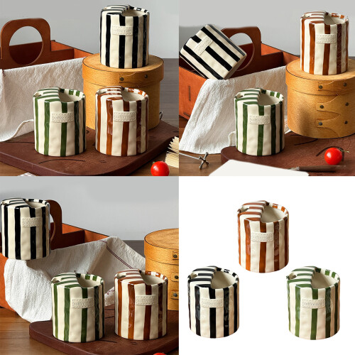 Artistic Ceramic Coffee Cup Heat Proof Handheld Mug-brown 2
