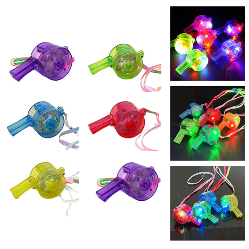 Plastic Cheering Whistles 6 Pack LED Illuminated Design Party 1