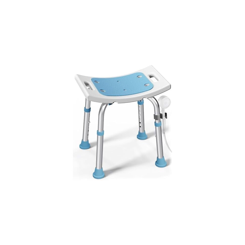 Light/Blue Shower Chair For Inside Tub, 400 Lbs Capacity, Adjustable, Suction Feet, Compatible With Elderly & Disabled