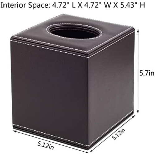 Beige tissuebox van PU-leer met gouden rand 2