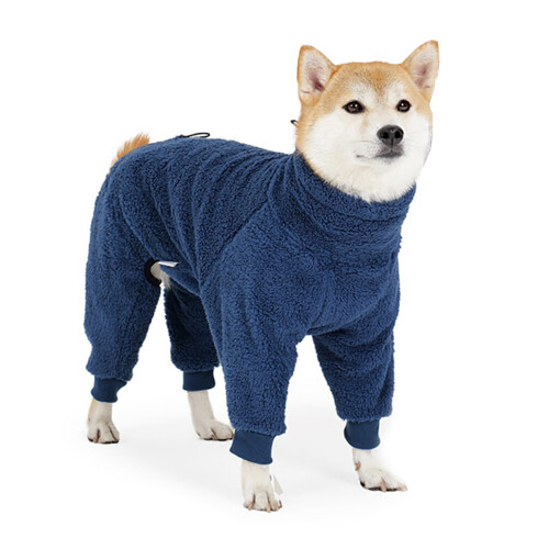 Winter Thickened Fleece Dog Coat Full Body Coverage-Blue L.