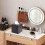 Beige tissuebox van PU-leer met gouden rand 5