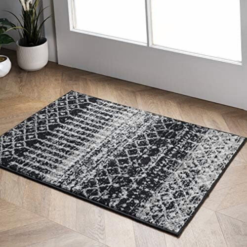 Marocký koberec Trellis 2x3, černý, boho design