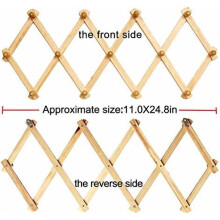Wooden Accordion Wall Coat Rack with 13 Hooks – 2 Pack, Compatible with Hats, Jackets, Mugs, Scarves & More