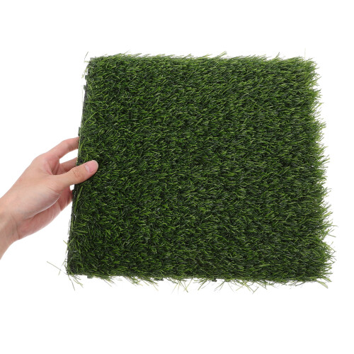 FRCOLOR Artificial Grass Tiles Outdoor Interlocking Turf Black Green 2
