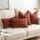 Lot de 2 housses de coussin en chenille rouille 50x50cm 2