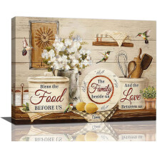 Vintage Farmhouse Hummingbird Wall Art Canvas Print, 16"x12", Rustic Kitchen & Dining Room Decor, Compatible with Country Style