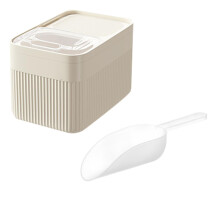 30L Airtight Pet Storage Container With Measuring Cup + 1Pcs Food-Grade Kitchen Plastic Shovel Set for Dog Cat and Other Pet Storage Style A Beige
