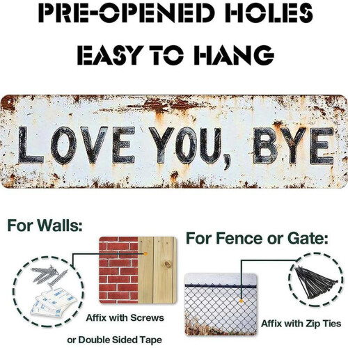 Μεταλλική πινακίδα τοίχου Love You Bye – Vintage Rustic Aluminum, 1 2