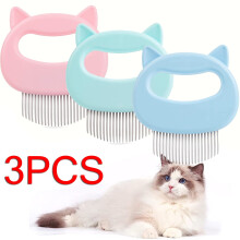 3-Pack Cat Comb for Shedding & Grooming, Massaging Shell Design, Works on Long/Short Hair, Compatible with Cats, Dogs, Bunnies