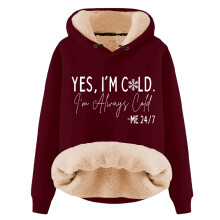 Sweat à capuche chaud pour femme « Oui, j'ai froid » ME247Print, pull d'hiver confortable à manches longues, sweat-shirt amusant