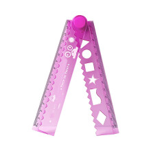 1Pcs Unbreakable Clear Rulers 30cm PVC Shatterproof Folding Flexible Ruler for Home Office, Transparent (Style2-Pink)
