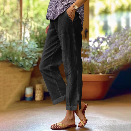 Γυναικείο Casual Παντελόνι με Φαρδιά Πόδια · Παντελόνι με Ελαστική Μέση, Ίσιο Πόδι, 1