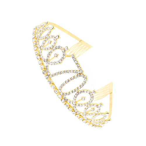 Gyllen legering rhinestone tallkrone 2