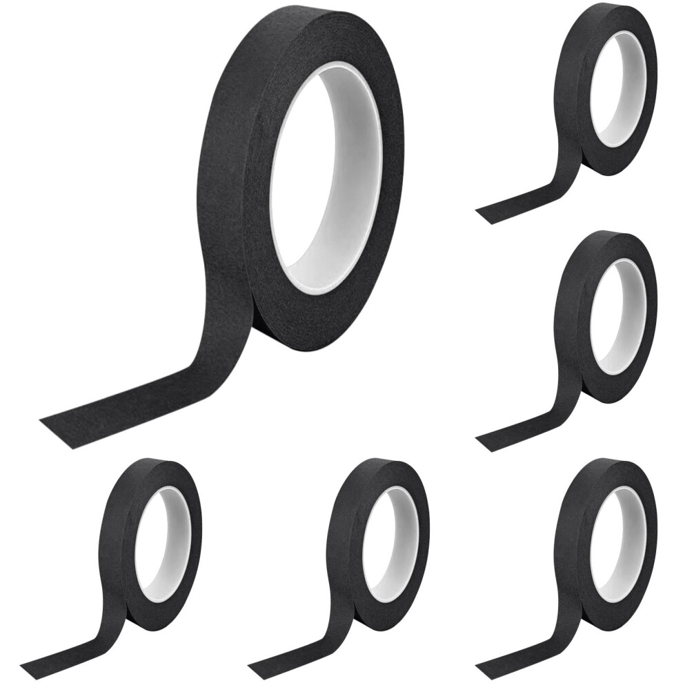 Black Masking Tape, 0.31 Inch X 55 Yards, 5 Rolls, Painters Tape For Painting, Home, Office, School Stationery, Arts, Crafts, Decoration 9357860809696