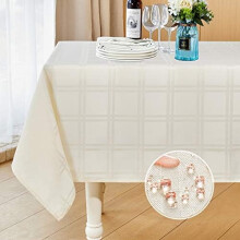 Jacquard geruit tafelkleed 60x84 inch ivoor