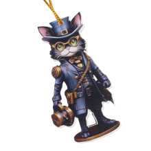 Halloween Themed Steampunk Inventor Cats-Cat Statue C Ornaments