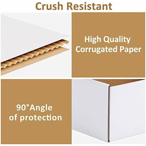 Caixas de envio de papelão ondulado branco, 23 x 15 x 8 cm (9 x 6 x 3 polegadas), conjunto de 25 unidades 2